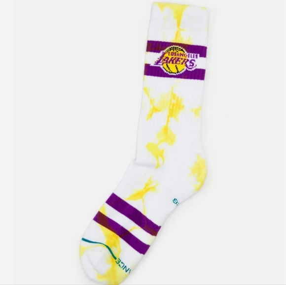 NWT Men's Los Angeles Lakers Tie Dye Stance Crew Socks - Picture 10 of 15
